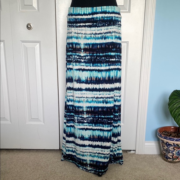 Beautiful Cynthia Rowley XL Oceanic Blue Tie-Dye Maxi Skirt - Picture 4 of 5